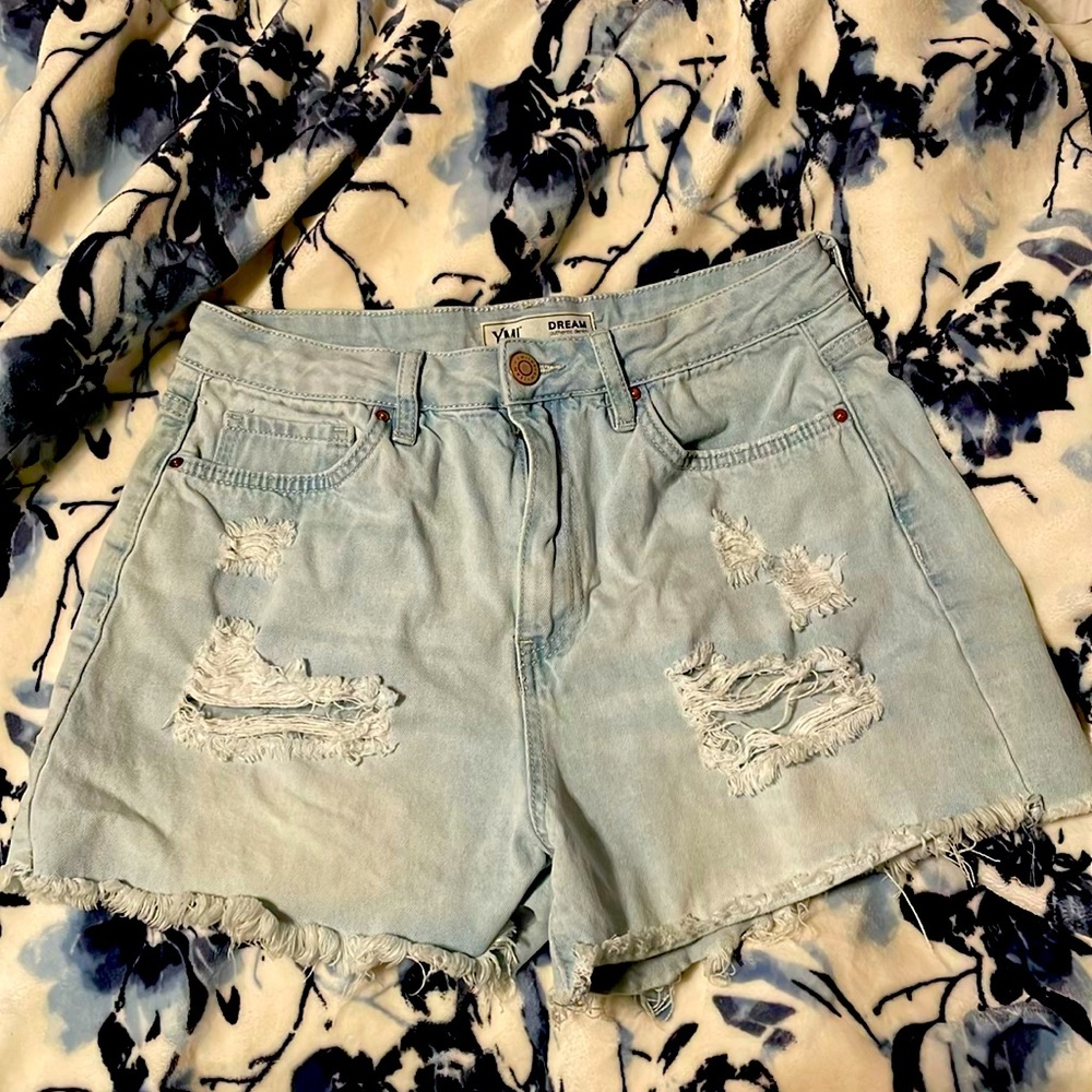 YMI denim shorts, size 14, light blue